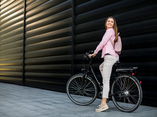 Woman on electric bike