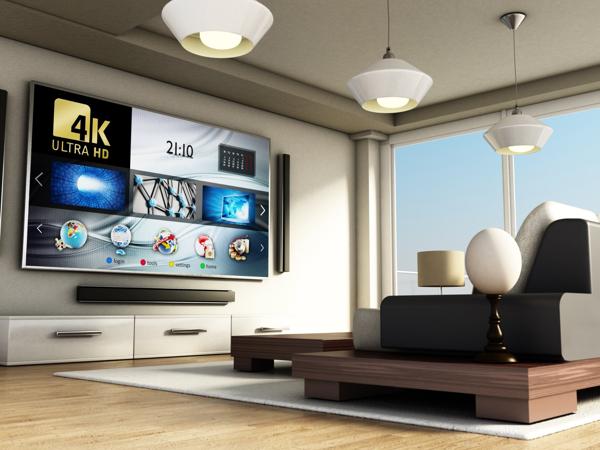 Modern 4K Smart TV in living room