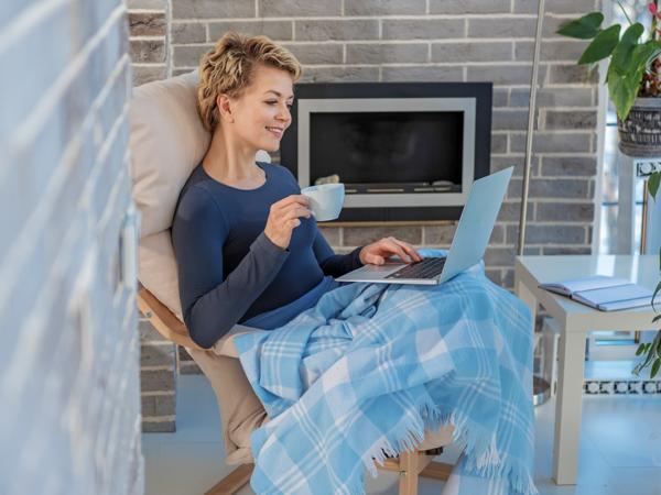 Woman working on laptop