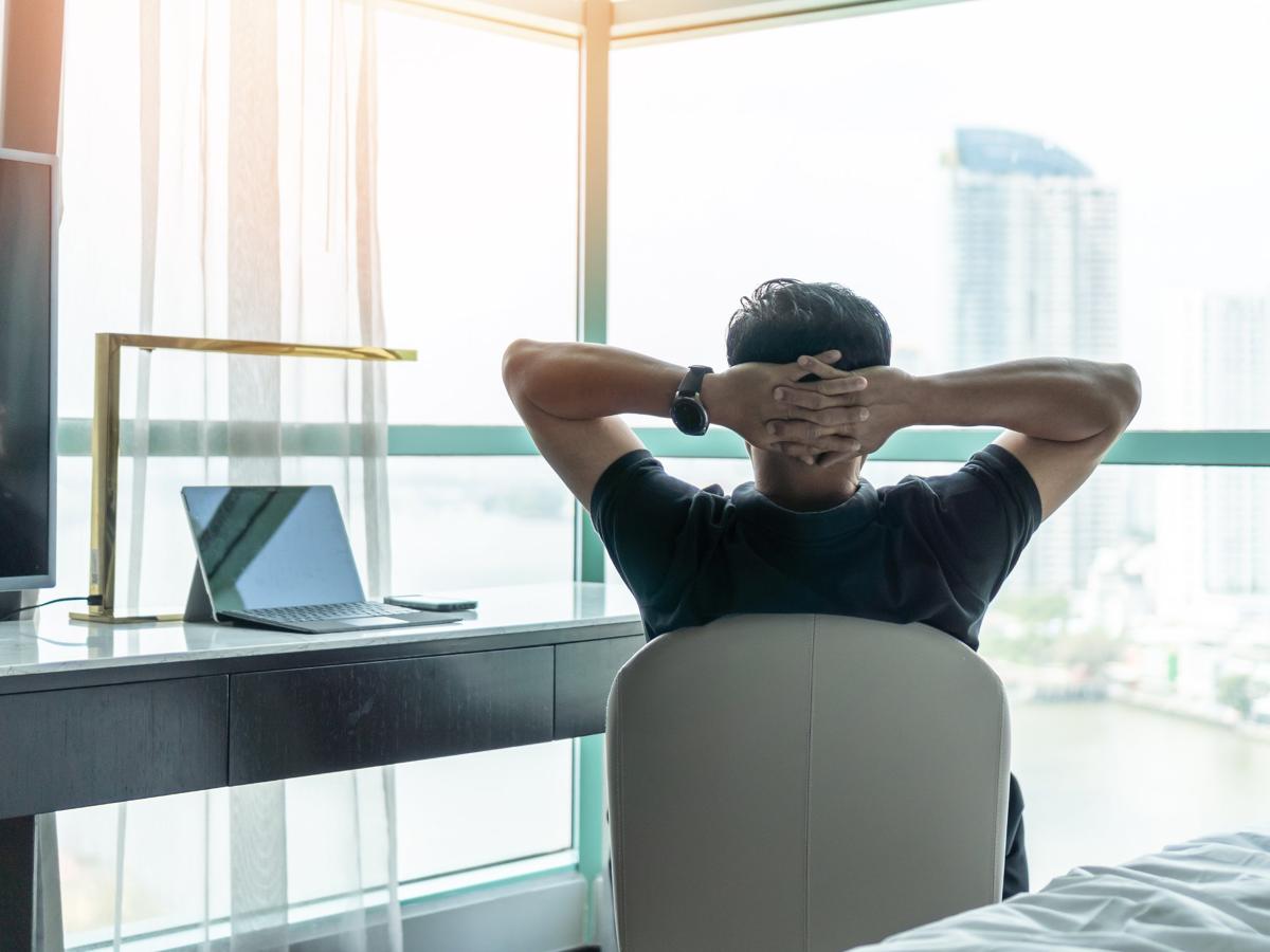 Businessman relaxing in office